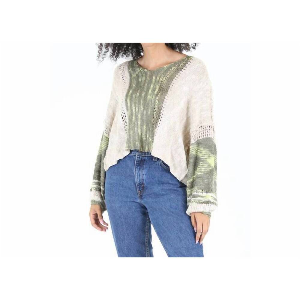 NEW ANGIE knitted cropped sweater in olive